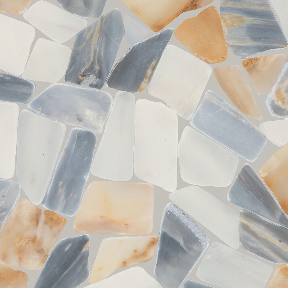 Dal-Tile Gamma Azure 13&#39;&#39; X 13&#39;&#39; PEBBLE Natural Stone Mosaic Sheet, , large