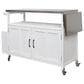 Hearth and Haven Outdoor Kitchen Island Cart with Adjustable Shelves and Stainless Steel Top in White, , large