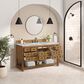 James Martin Malibu 60" Single Bathroom Vanity in Amber Birch with 3 cm Carrara White Marble Top and Rectangular Sink, , large