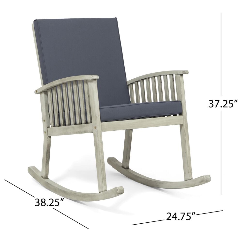 Hearth and Haven Casa Outdoor Rocking Chair with Cushion in Grey, , large