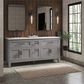 Kohler Quo 72" Double Bathroom Vanity in Mohair Grey with 3 cm Pure White Quartz Top and Oval Sinks, , large