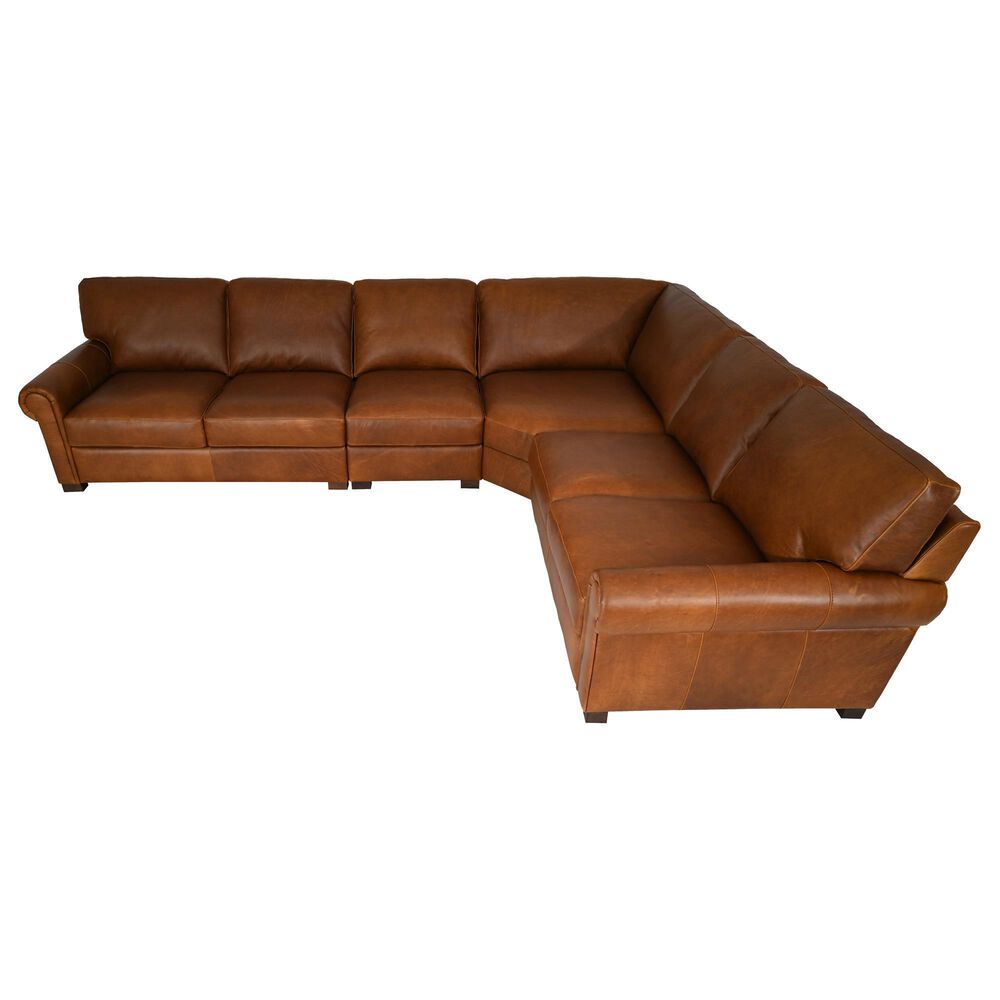 Bordeaux &amp; Co 4-Piece Leather Sectional in Leon Maple, , large