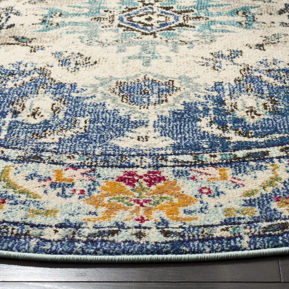 Safavieh Monaco MNC243N-3R 3&#39; Round Navy/Light Blue Area Rug, , large