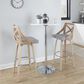 LumiSource Charlotte Swivel Bar Stool with Light Grey Fabric Upholstery in Whitewashed and Chrome (Set of 2), , large