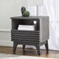 Modway Render 1 Drawer and Shelf Nightstand in Charcoal, , large