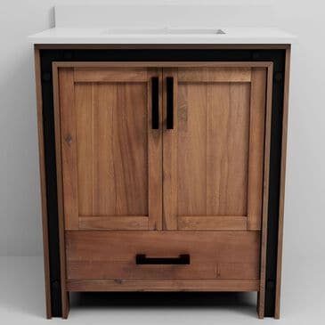 Lexora Home Ziva 30" Single Bathroom Vanity in Rustic Barnwood with 2 cm White Cultured Marble Top and Rectangular Sink, , large