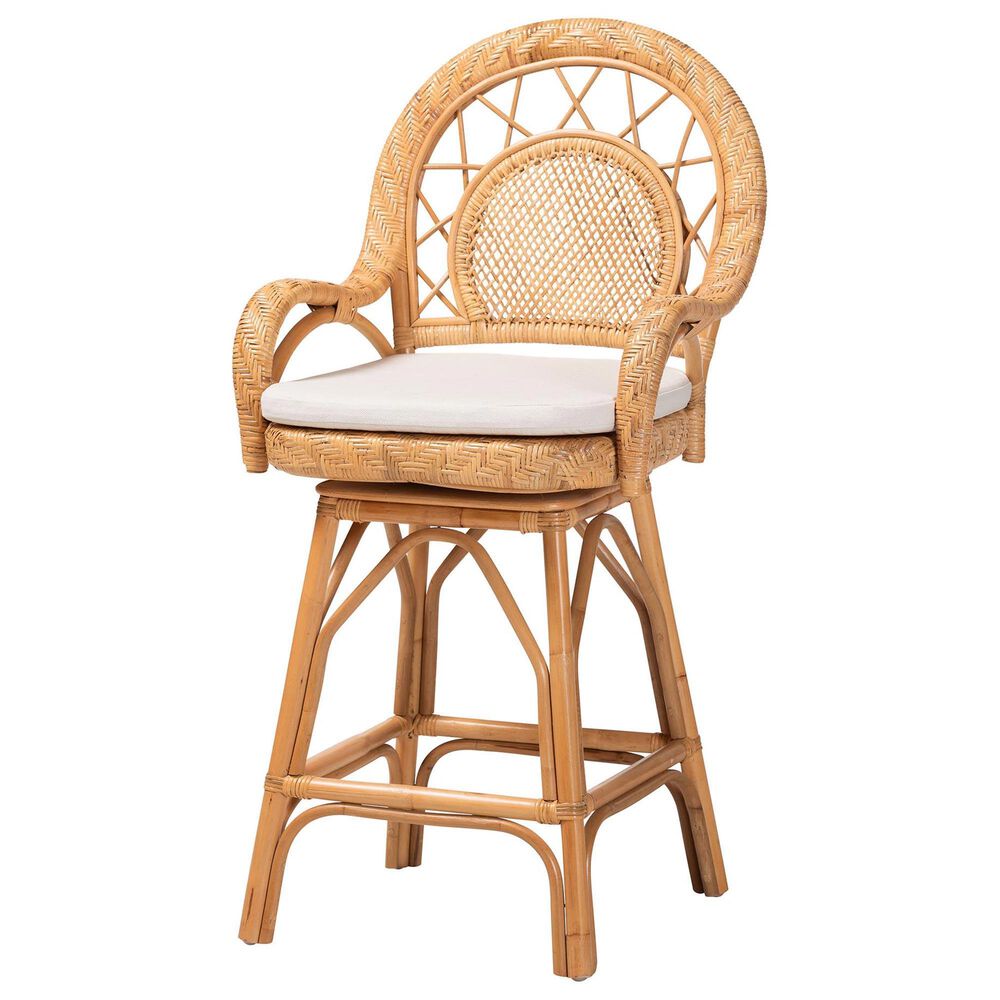 Baxton Studio Adam Swivel Counter Stool in Light Honey, , large