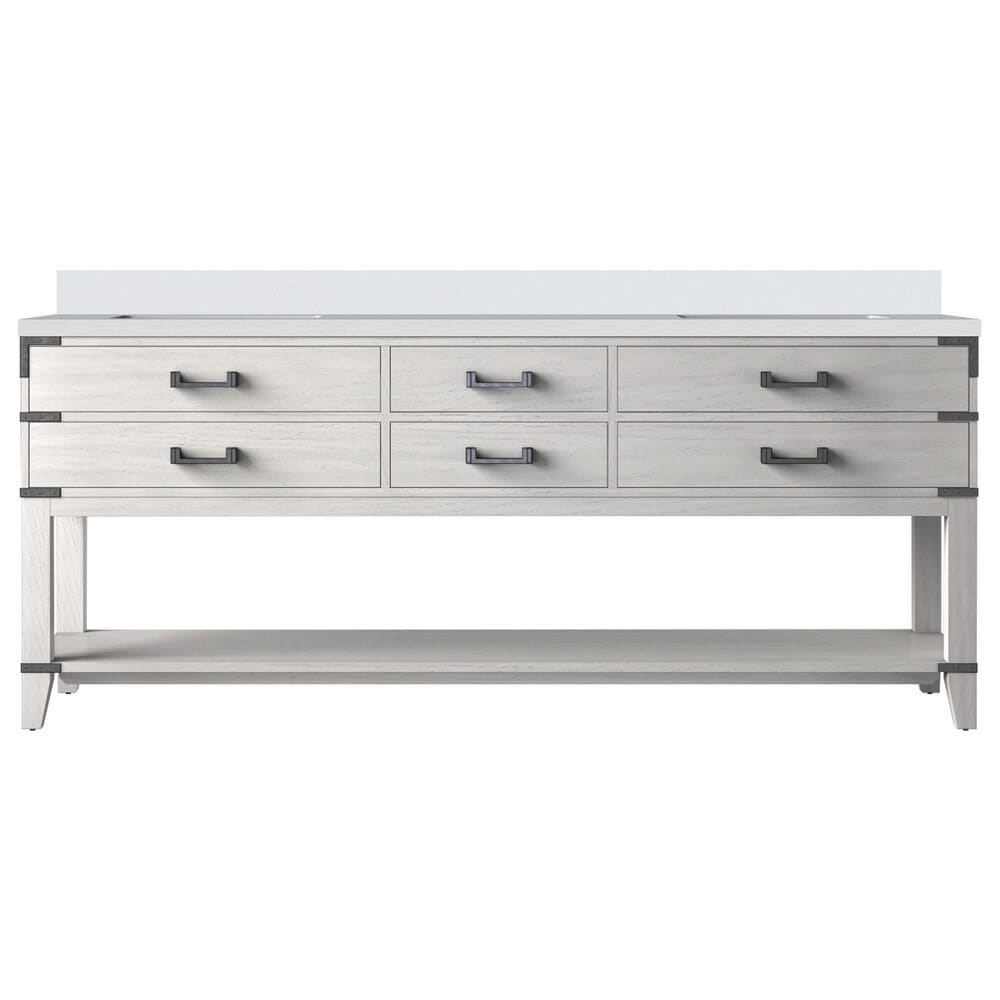 Lexora Home Norwalk 80&quot; Double Bathroom Vanity in White Oak with White Quartz Top and Rectangular Sinks, , large