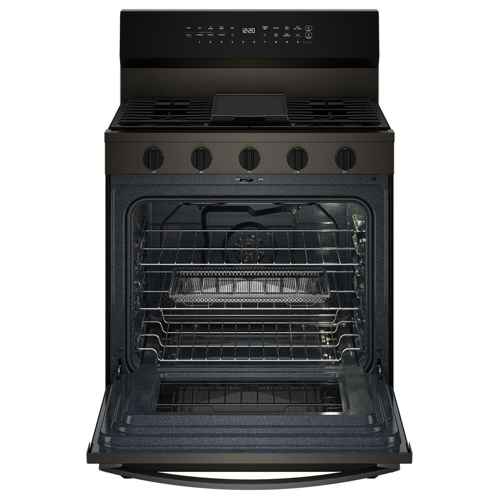 Whirlpool 5.3 Cu. Ft. Freestanding Smart Gas Range with Air Cooking Technology in Black Stainless Steel, , large