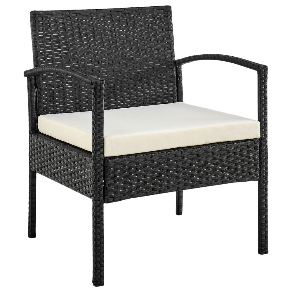Dayton Noli 4-Piece Patio Conversation Set with Cream Cushion in Black, , large
