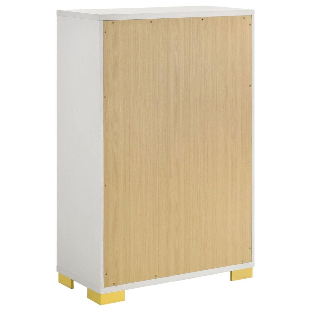 Pacific Landing Marceline 5-Drawer Chest in White and Gold, , large