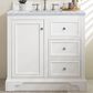 James Martin Vanities De Soto 36" Single Bathroom Vanity in Bright White with 3 cm Carrara White Marble Top and Rectangular Sink, , large