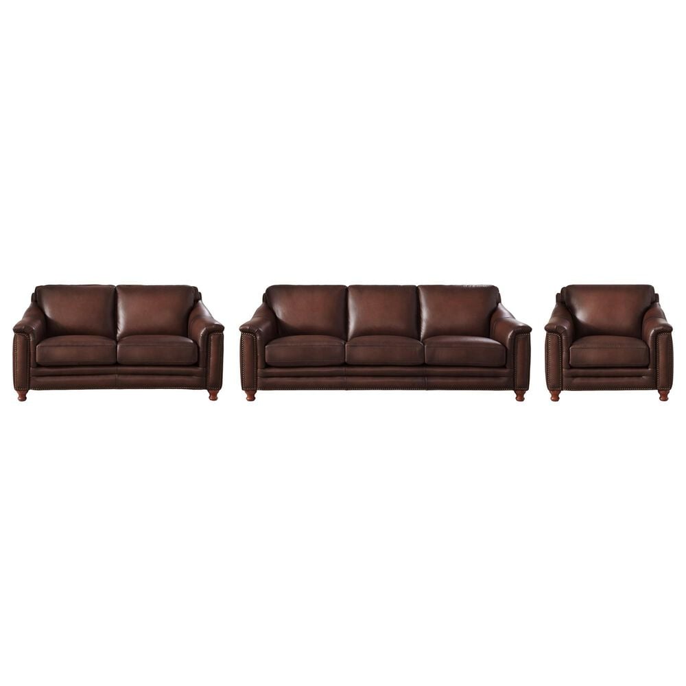 Hydeline Belfast 3-Piece Stationary Living Room Set in Caramel Brown, , large