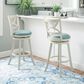 Linon Home Decor Sawyer Swivel Bar Stool with Sky Blue Cushion in Cream, , large