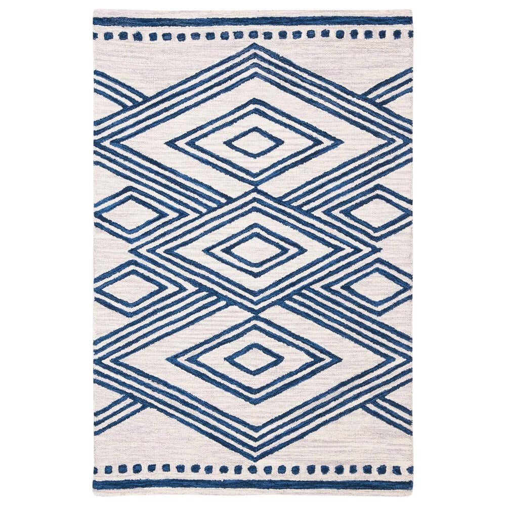 Safavieh Micro-Loop Southwestern 4" x 6" Ivory and Navy Area Rug, , large