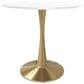 Leisuremod Bristol 24" Round Dining Table with MDF Top in Gold and White - Table Only, , large