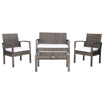 Safavieh Thessaly 4-Piece Patio Living Set in Gray Brown, , large