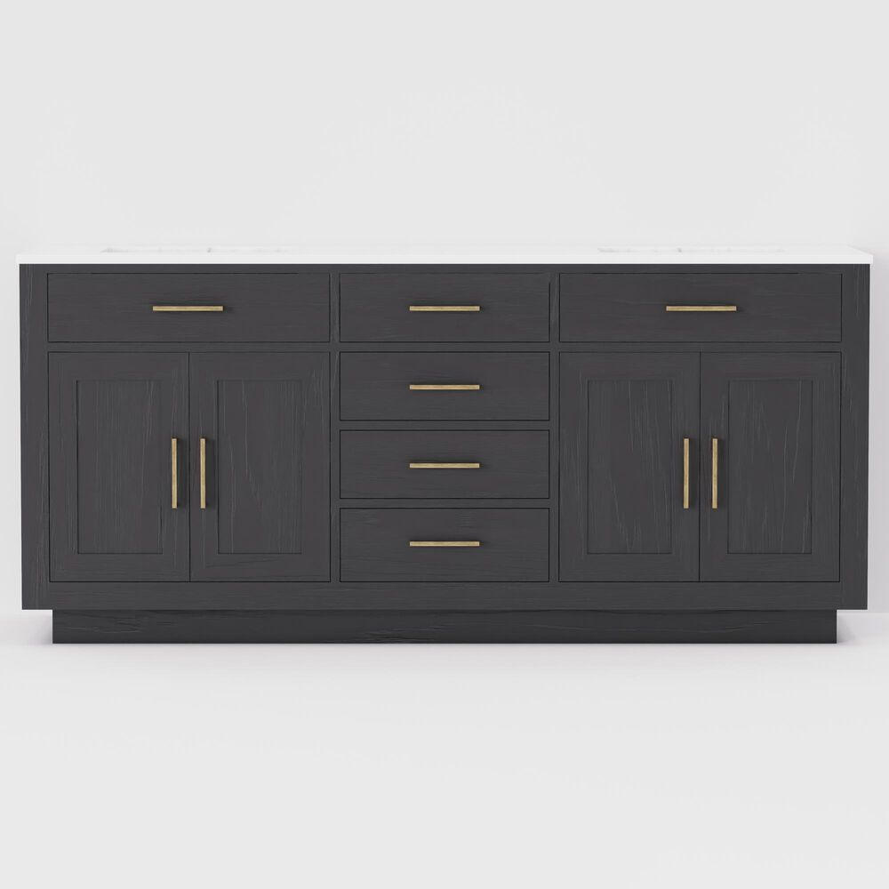 Lexora Home Abbey 72&quot; Double Bathroom Vanity in Black Oak with 2 cm White Carrara Marble Top and Rectangular Sinks, , large