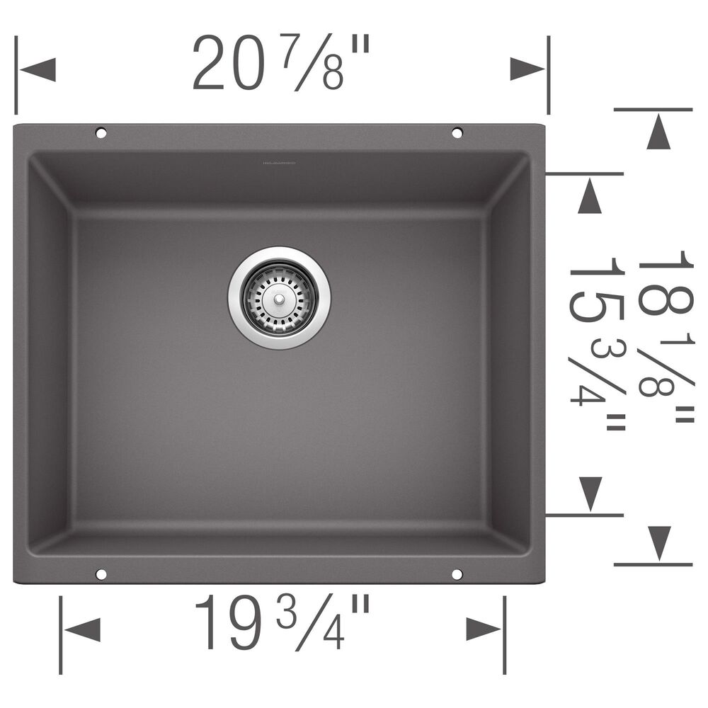Blanco Precis 21&quot; Single Bowl Kitchen Sink in Cinder, , large