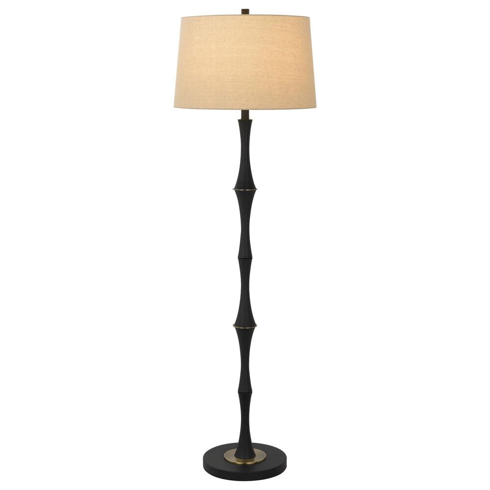 Cal Lighting Salter Cohoes Floor Lamp in Matte Black and Antique Brass, , large