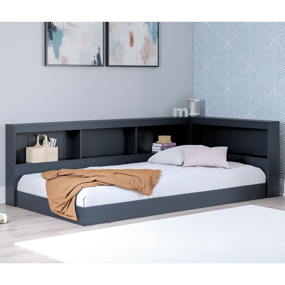 Ashley Simmenfort Twin Bookcase Storage Bed in Navy Blue, , large