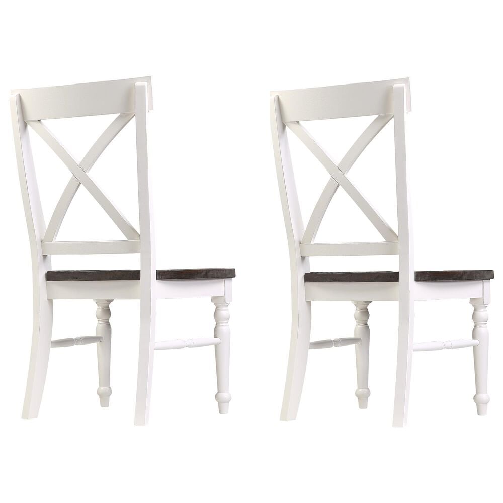 Emerald Home Furnishings Mountain Retreat Side Chair in Dark Mocha and Antique White &#40;Set of 2&#41;, , large