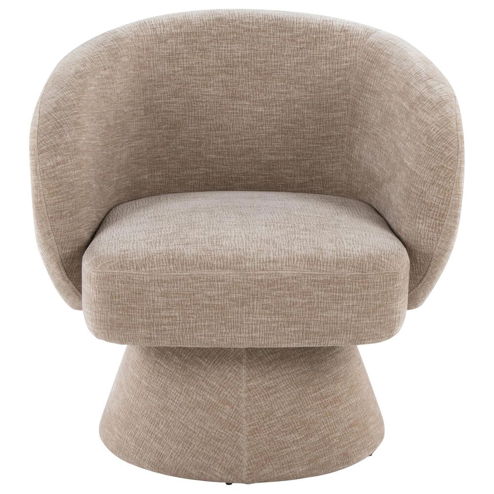 LumiSource Fran Swivel Accent Chair in Light Brown, , large