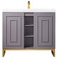 James Martin Vanities Alicante 39.5" Single Bathroom Vanity in Grey Smoke and Radiant Gold with 5 cm White Glossy Resin Top and Rectangular Sink, , large