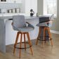 Lumisource Cosmo Swivel Counter Stool with Grey Noise Cushion in Walnut and Black, , large
