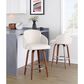 LumiSource Dahlia Swivel Counter Stool with Cream Faux Leather Upholstery in Walnut and Chrome (Set of 2), , large