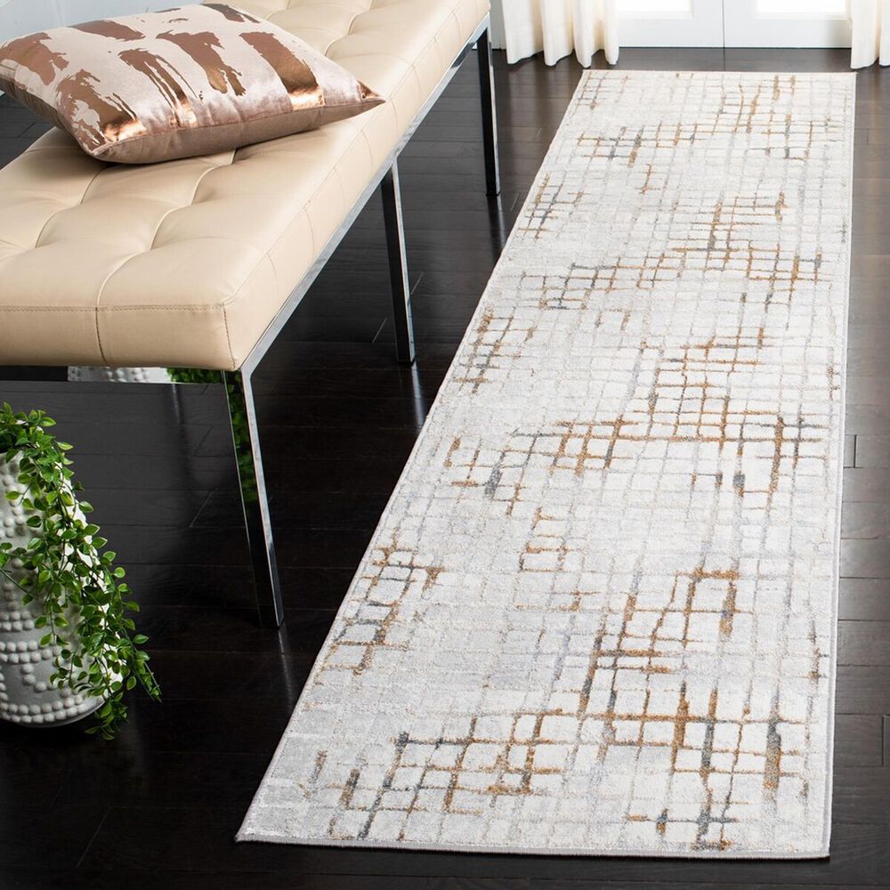 Safavieh Orchard2&#39;2&quot; x 9&#39; Grey and Gold Runner, , large