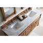 James Martin Vanities Brookfield 72" Double Bathroom Vanity in Country Oak with 3 cm Carrara White Marble Top and Rectangle Sink, , large