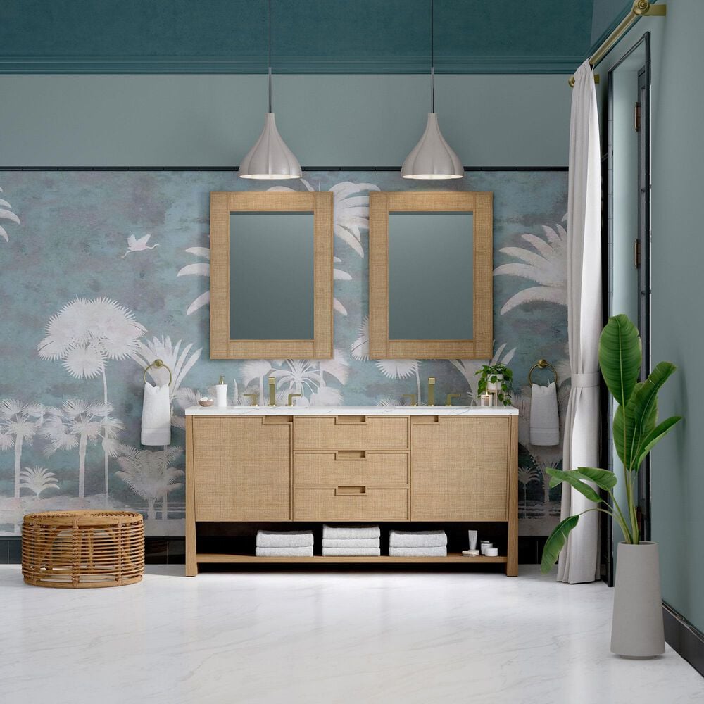 James Martin Vanities Solene 72" Double Bathroom Vanity in Seaside Oak with 3 cm Ethereal Noctis Quartz Top, Rectangular Sinks and FreePower Wireless Charger, , large