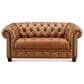 Hydeline York Stationary Leather Loveseat in Saddle, , large