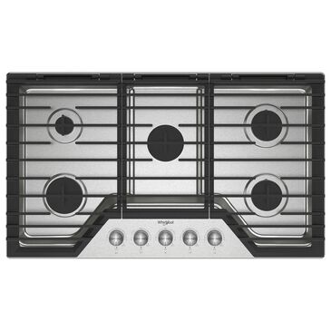 Whirlpool 36" Gas Cooktop with Dishwasher-Safe Knobs in Stainless Steel, , large