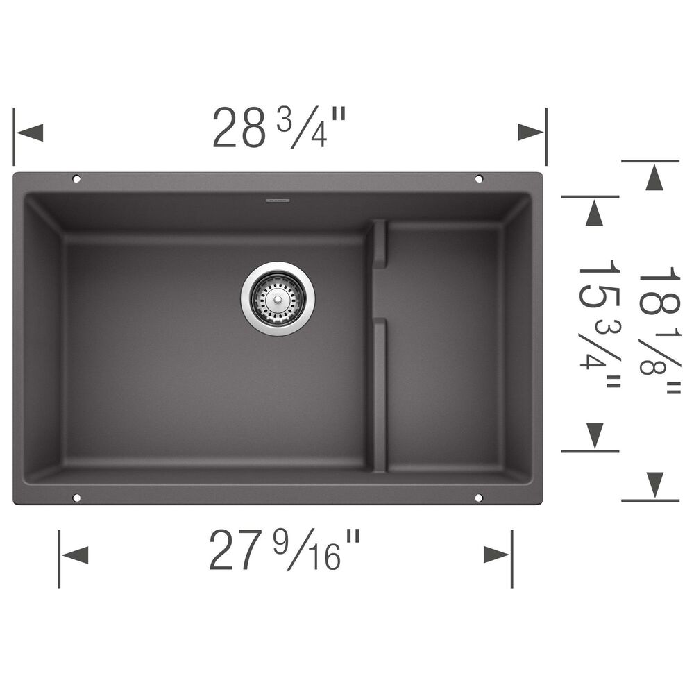 Blanco Precis 29&quot; Cascade Super Single Kitchen Sink with Colander in Cinder, , large