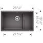 Blanco Precis 29" Cascade Super Single Kitchen Sink with Colander in Cinder, , large