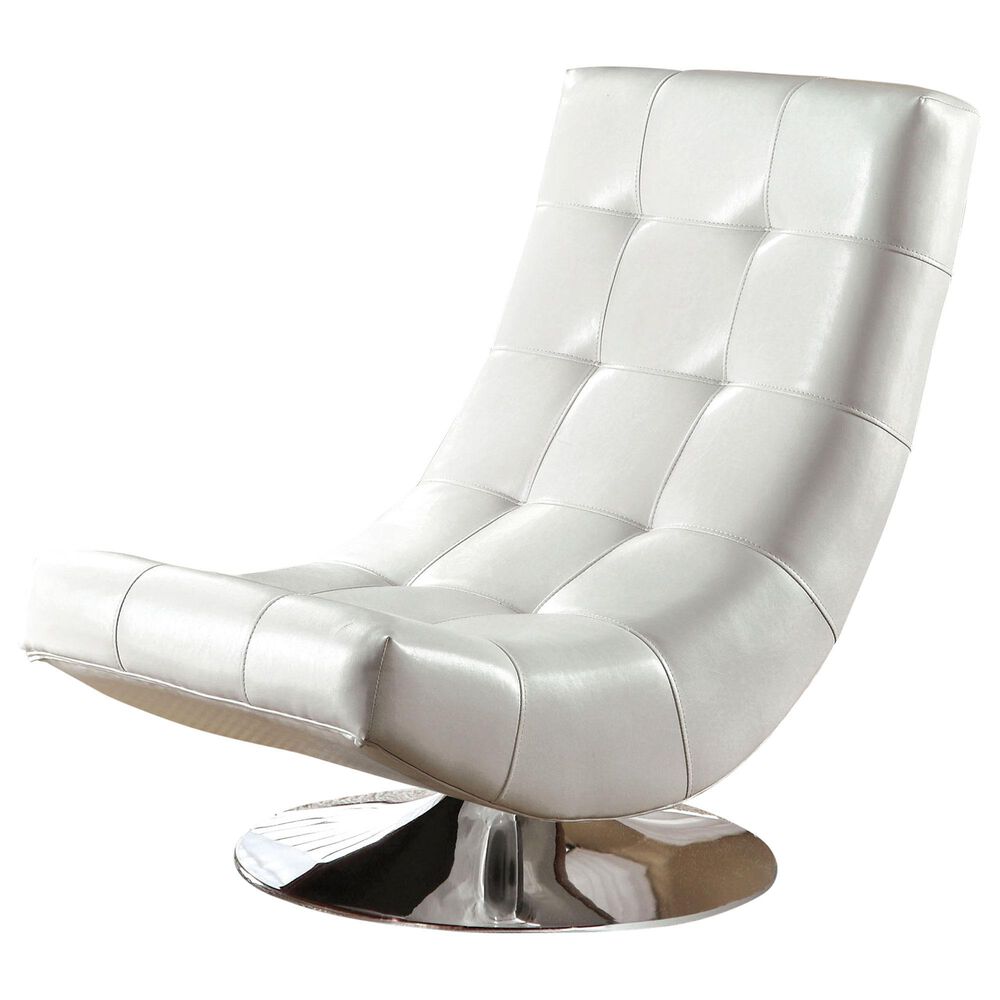 Furniture of America Tremblay Swivel Accent Chair in White, , large