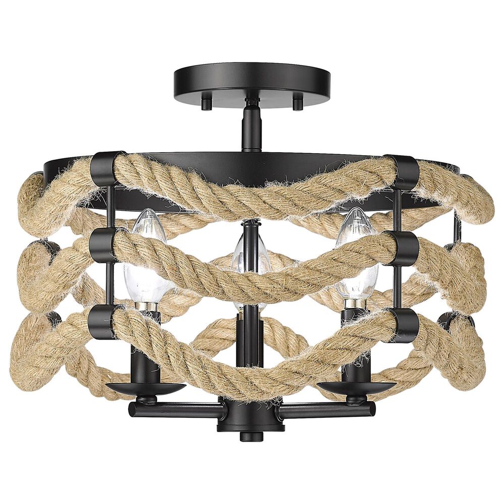 Golden Lighting Marissa 3-Light Semi-Flush in Matte Black, , large