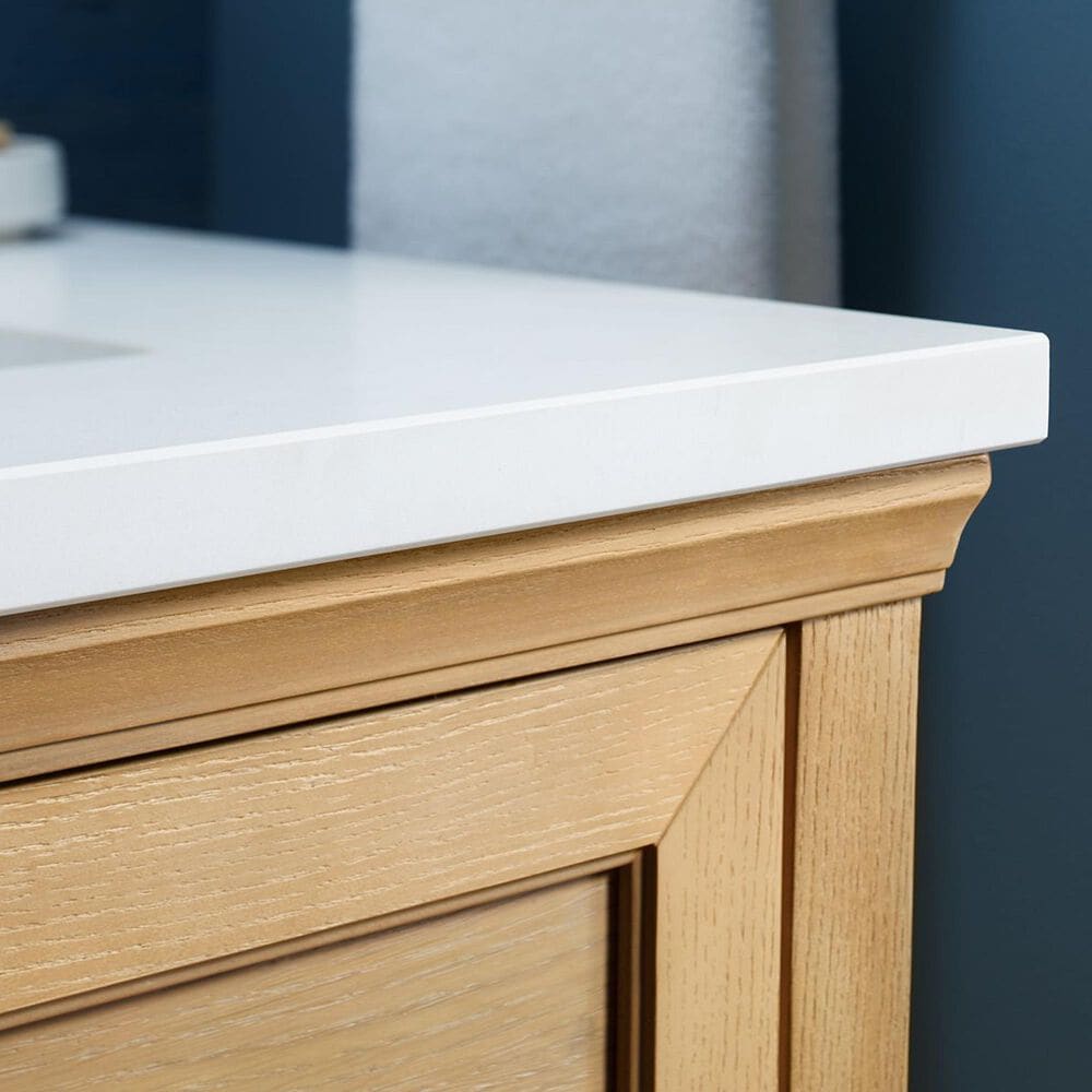 Kohler Charlemont 60&quot; Double Bathroom Vanity in Light Oak with 3 cm White Quartz Top and Rectangular Sinks, , large