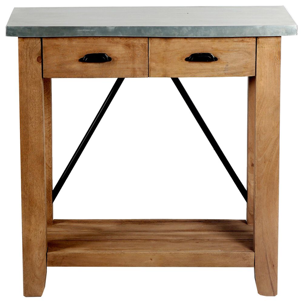 Bolton Furniture Millwork 30" Console/TV Table in Light Brown/Silver, , large