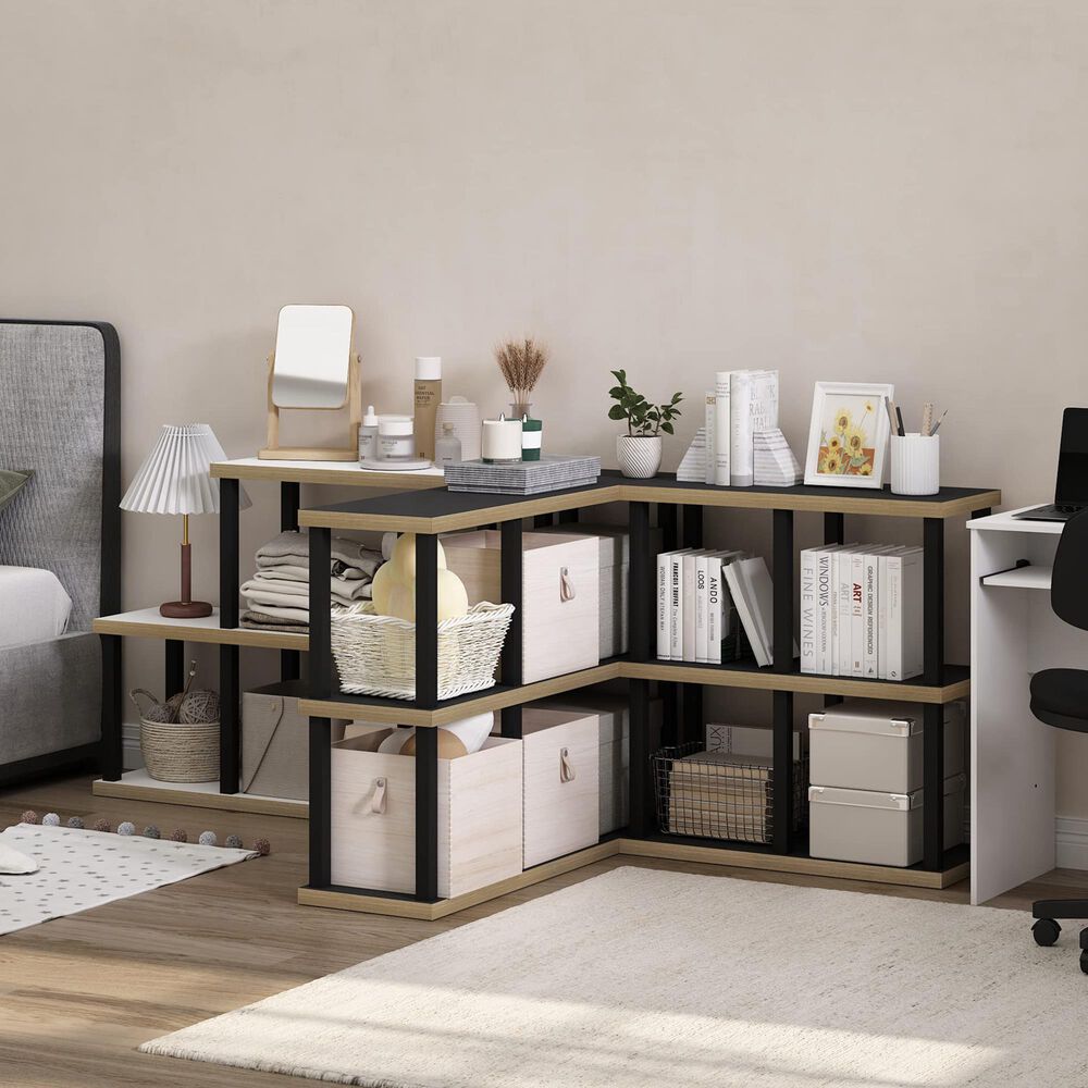 HOMLUX 4-Cube Display Bookshelf in Americano and Black, , large