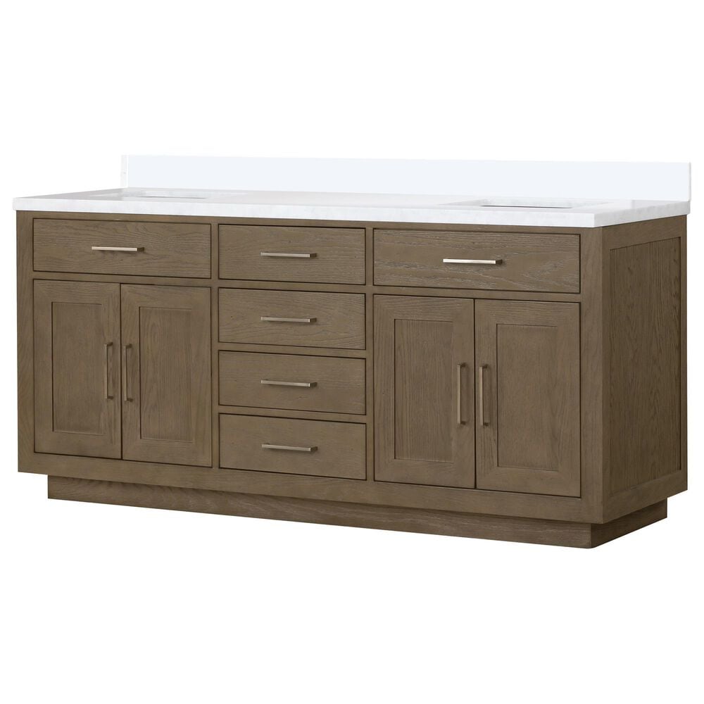 Lexora Home Abbey 72" Double Bathroom Vanity in Grey Oak with 2 cm White Cultured Marble Top and Rectangular Sinks, , large