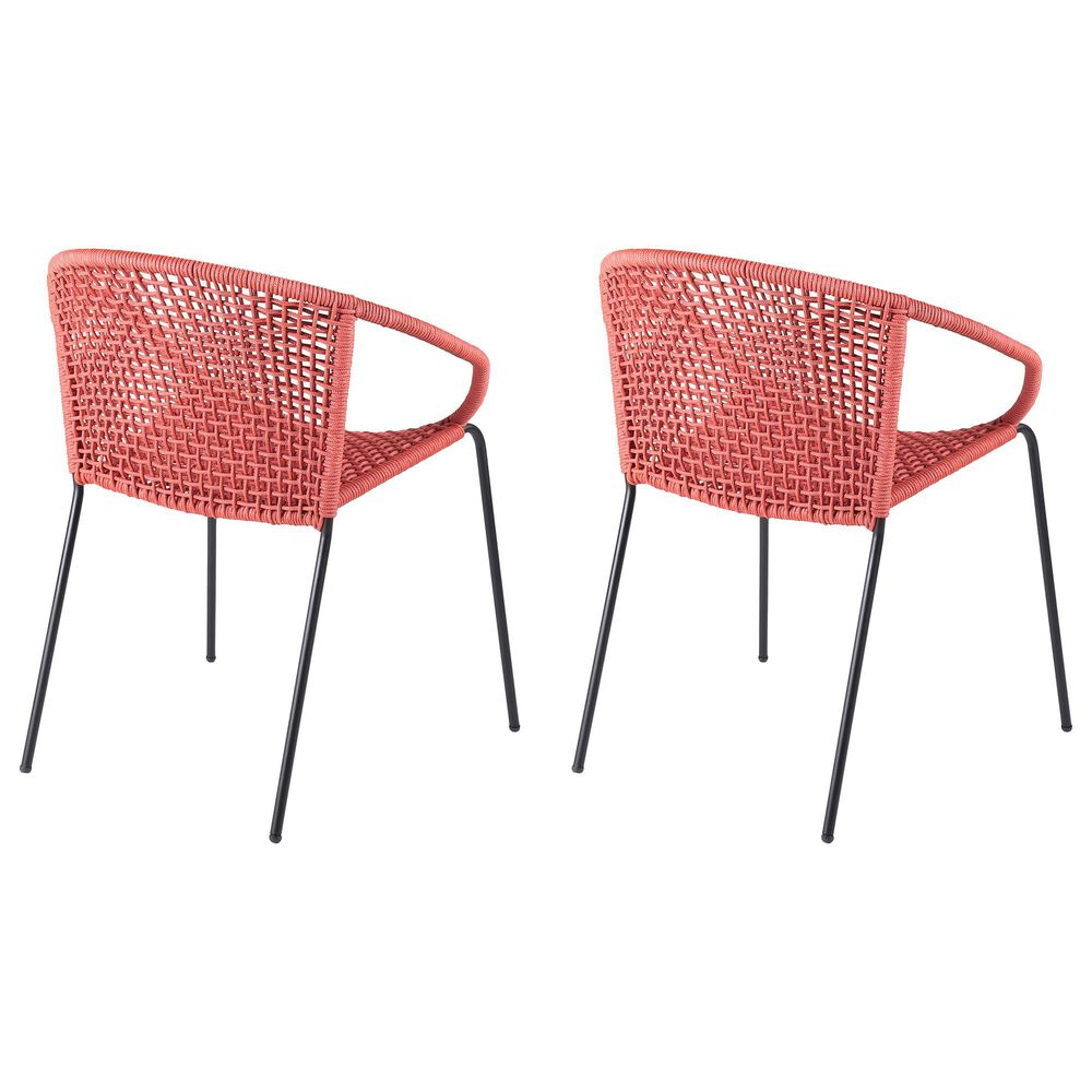 Hearth and Haven Quilla Stackable Dining Chair in Brick Red and Black (Set of 2), , large