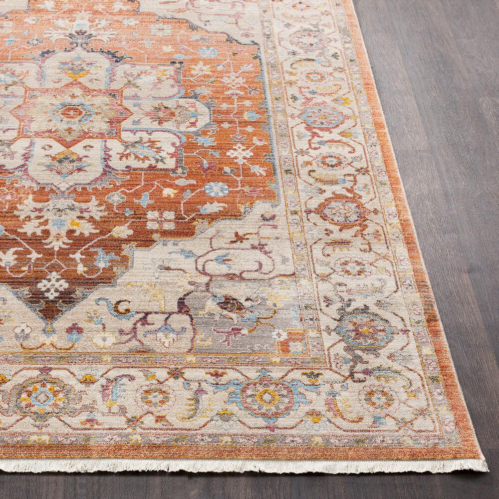 Surya Ephesians 2&#39;2&quot; x 9&#39; Orange, Pink, Gray, Cream, Aqua and Camel Runner, , large