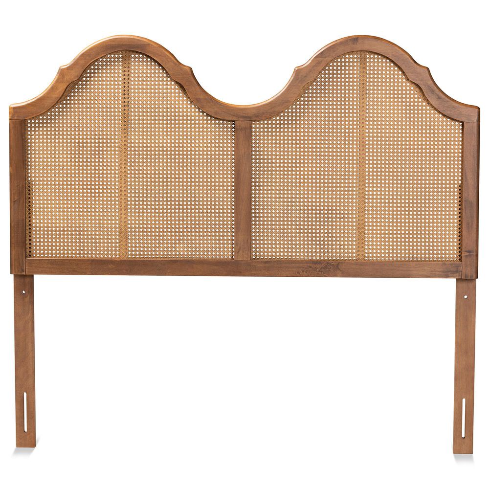 Baxton Studio Hazel Queen Arched Headboard in Ash Walnut, , large