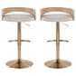 LumiSource Grotto Adjustable Swivel Barstool with Oat Fabric Upholstery in Gold and Whitewashed (Set of 2), , large
