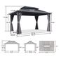 HOMLUX 10" x 14" Outdoor Hardtop Gazebo with Galvanized Steel Roof, Netting, and Curtains, Gray, , large