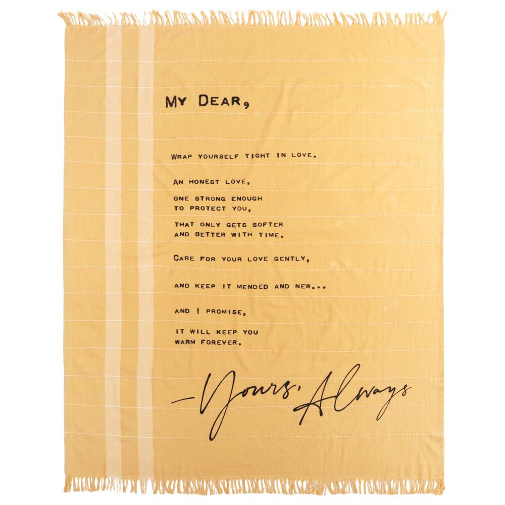 Demdaco Dear You Love 70" x 60" Blanket in Mustard, , large
