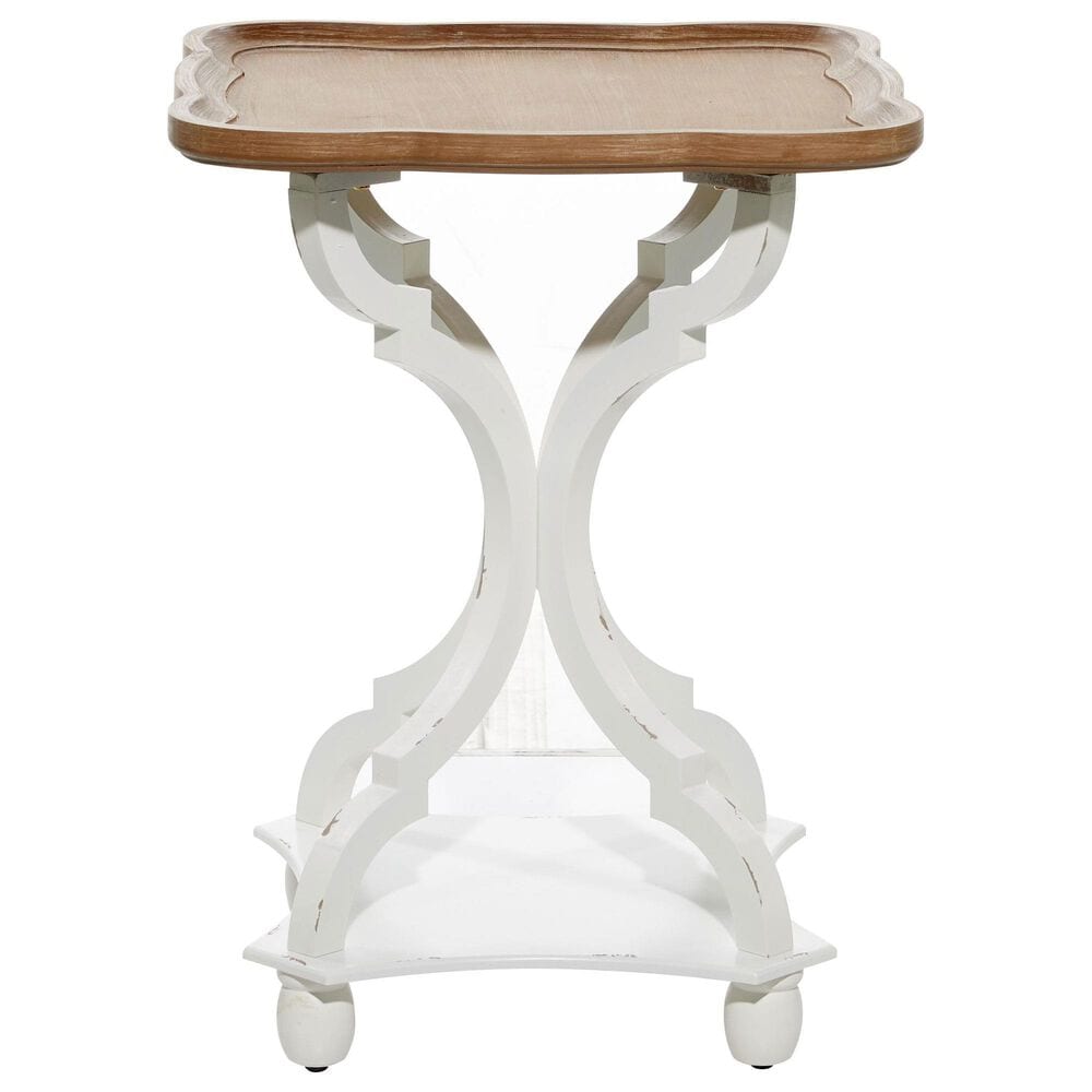 Maple and Jade Accent End Table with Wood Top in Distressed Brown and White, , large